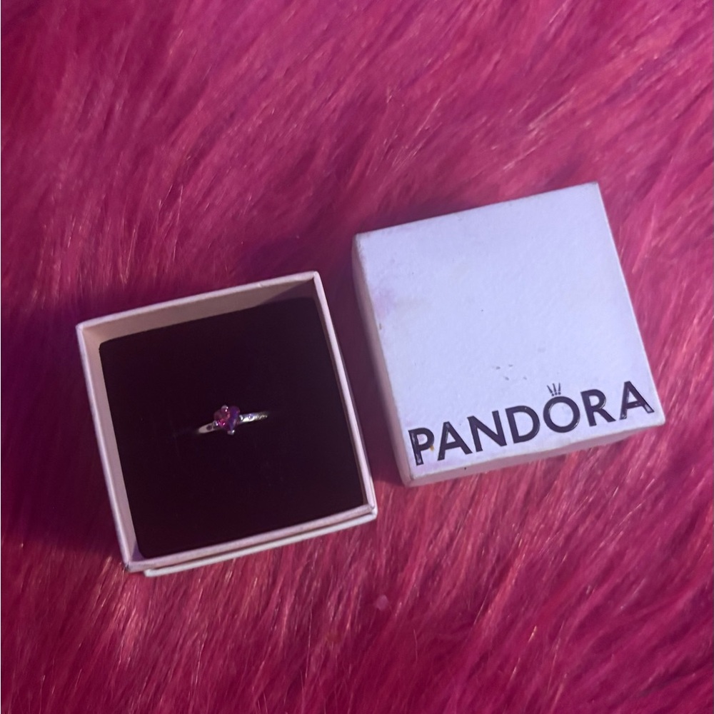 Pandora Silver Ring with Vibrant Pink Heart
